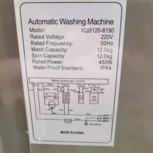12kg Fully Automatic Washing Machine - Export English Panel